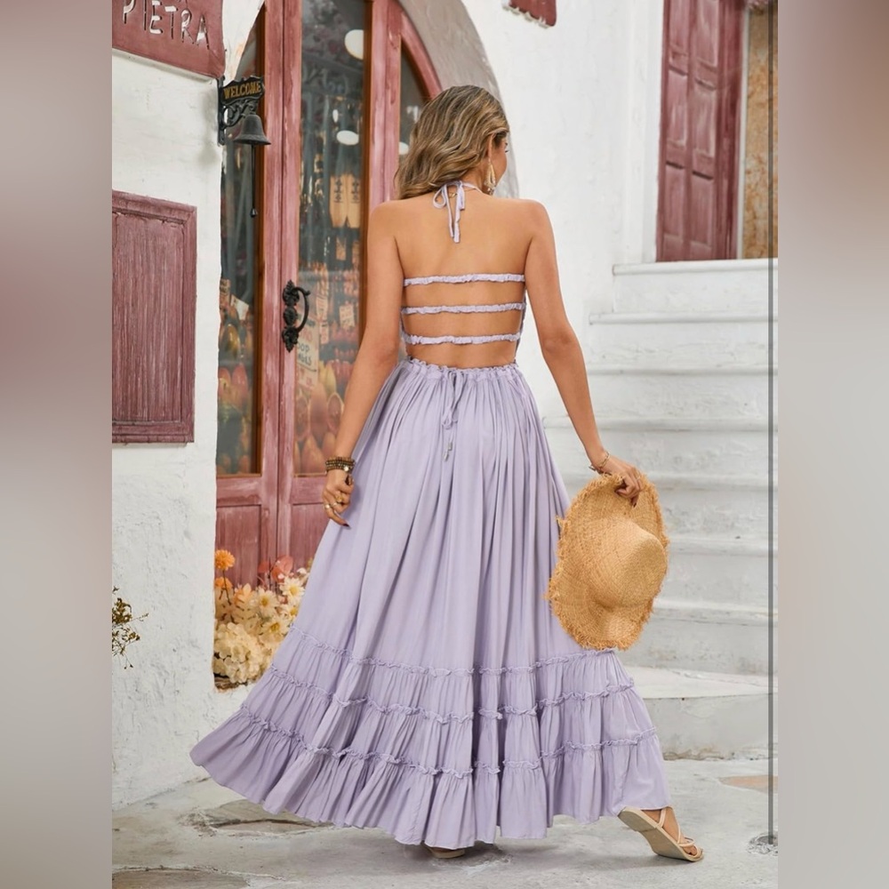 R.Vivimos Womens Boho Sexy Backless Long Dresses
